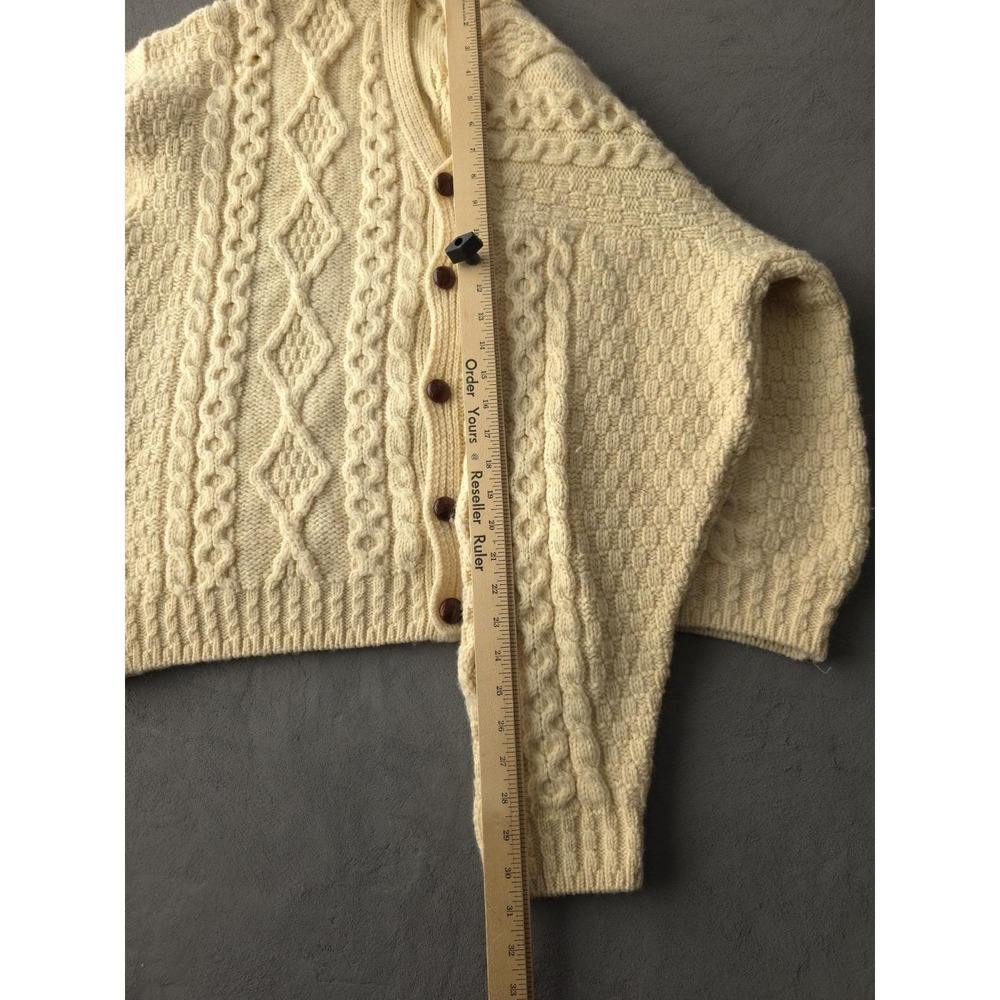 Vintage 1990s L.L. Bean Cable Knit Wool Heavyweight Cardigan Sweater XL Ireland - Picture 9 of 10